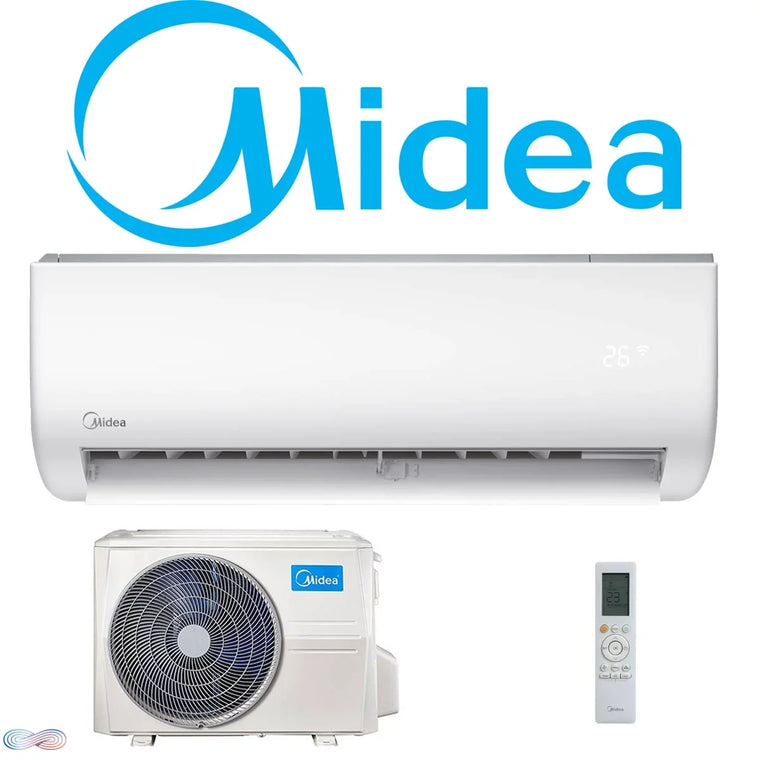 Midea Wandklimagerät mit Außeneinheit und Fernbedienung, energieeffizient und smart steuerbar