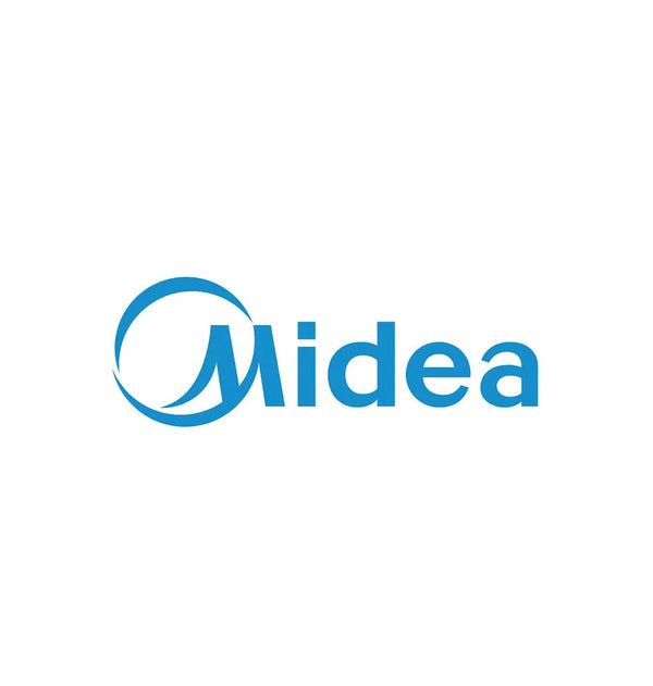 Midea Logo in Blau auf weißem Hintergrund