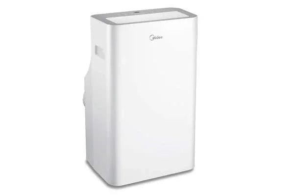 Weißes mobiles Klimagerät mit modernem Design und Midea-Logo, ideal für energieeffiziente Kühlung zu Hause